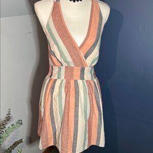 Striped Sleeveless Wrap Dress